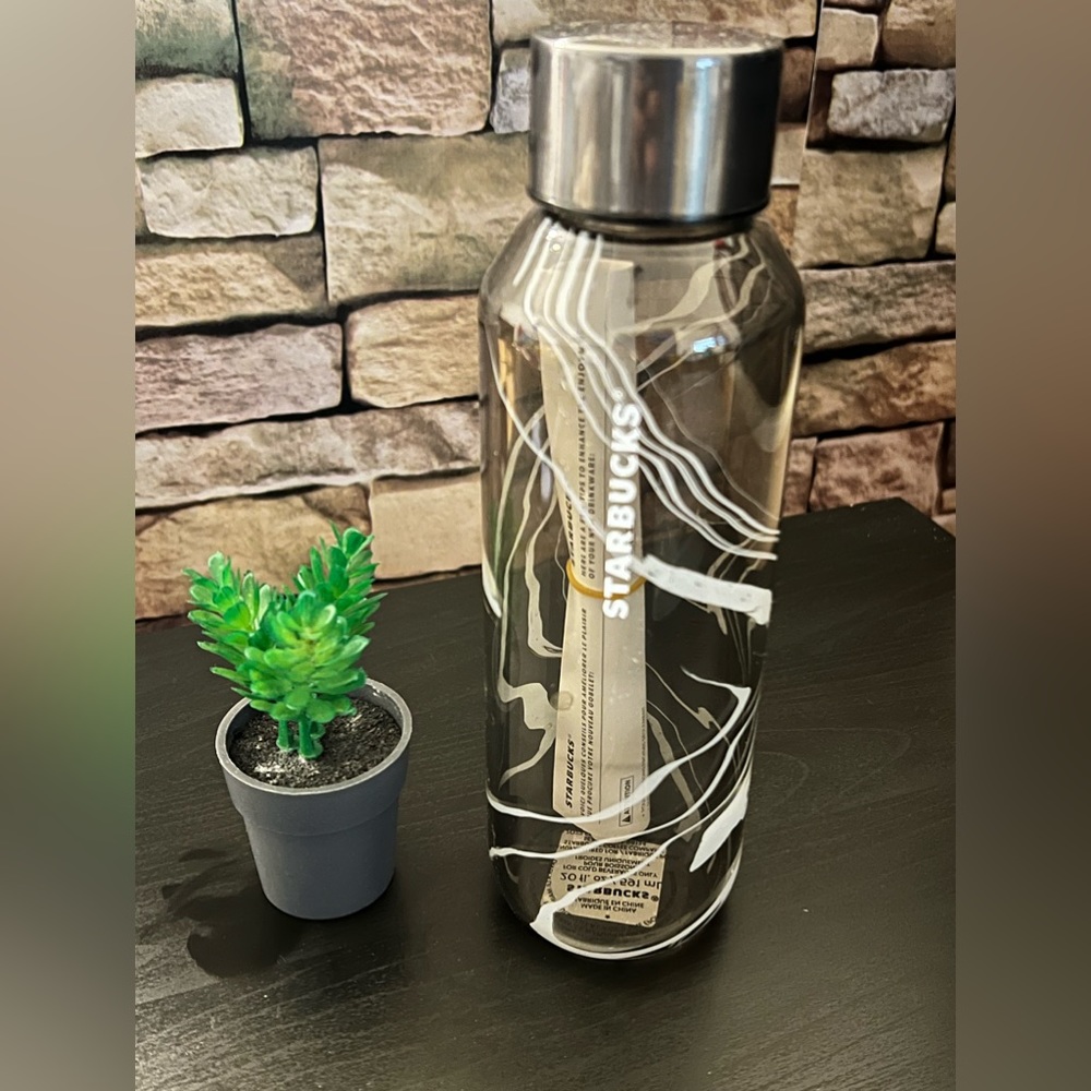 Starbucks glass water bottle cloudy 20oz NWT
